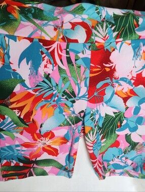 No Boundaries Tropical Floral Bike Shorts - Pink, Teal, Red